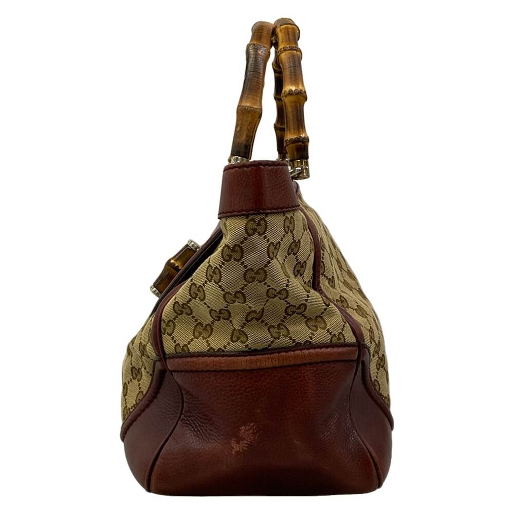 Gucci GG/Bamboo Tote Bag 246860 Beige Dark Brown Bordeaux Jacquard Leather - Picture 4 of 15